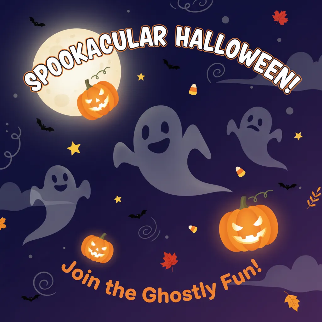 Preview - Spooktacular Halloween Facebook Post Whimsical Ghosts & Festive Fun