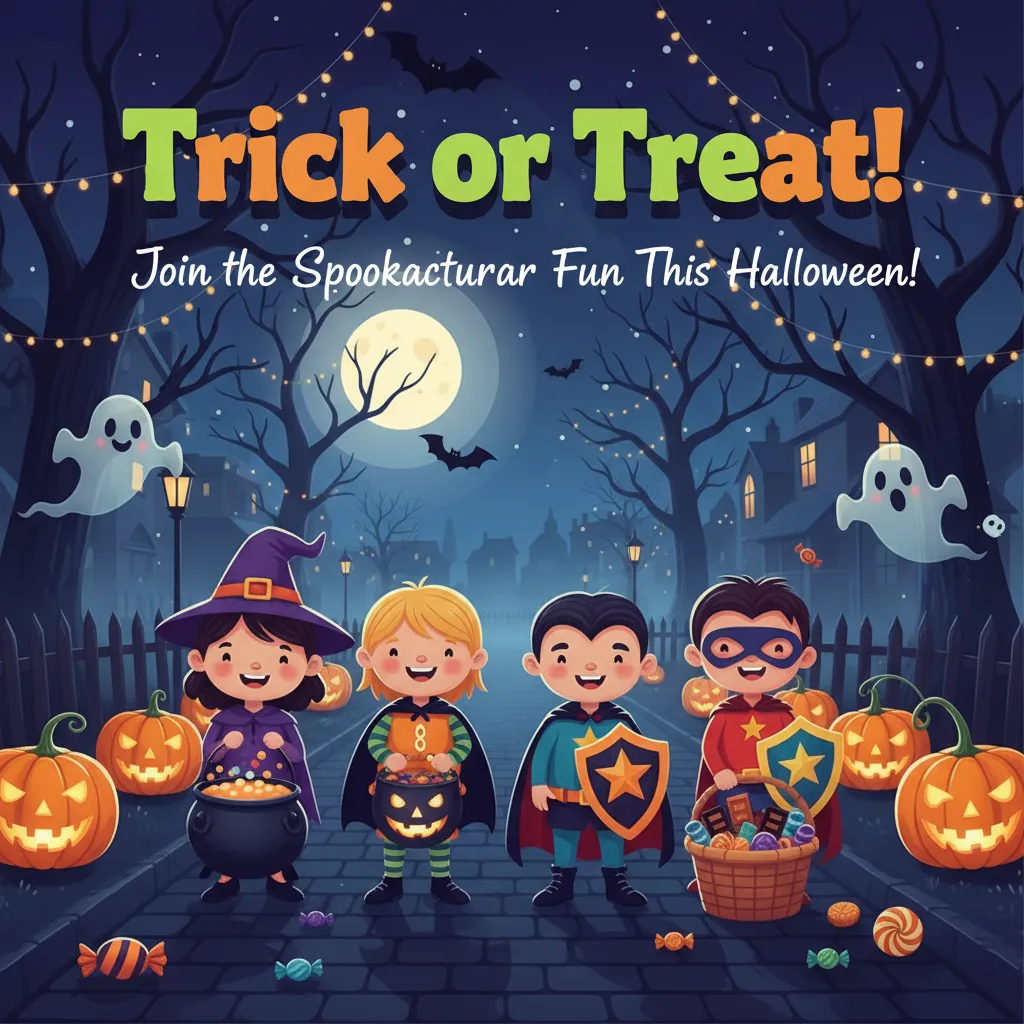Preview - Celebrate Halloween Fun Vibrant Trick or Treat Facebook Post