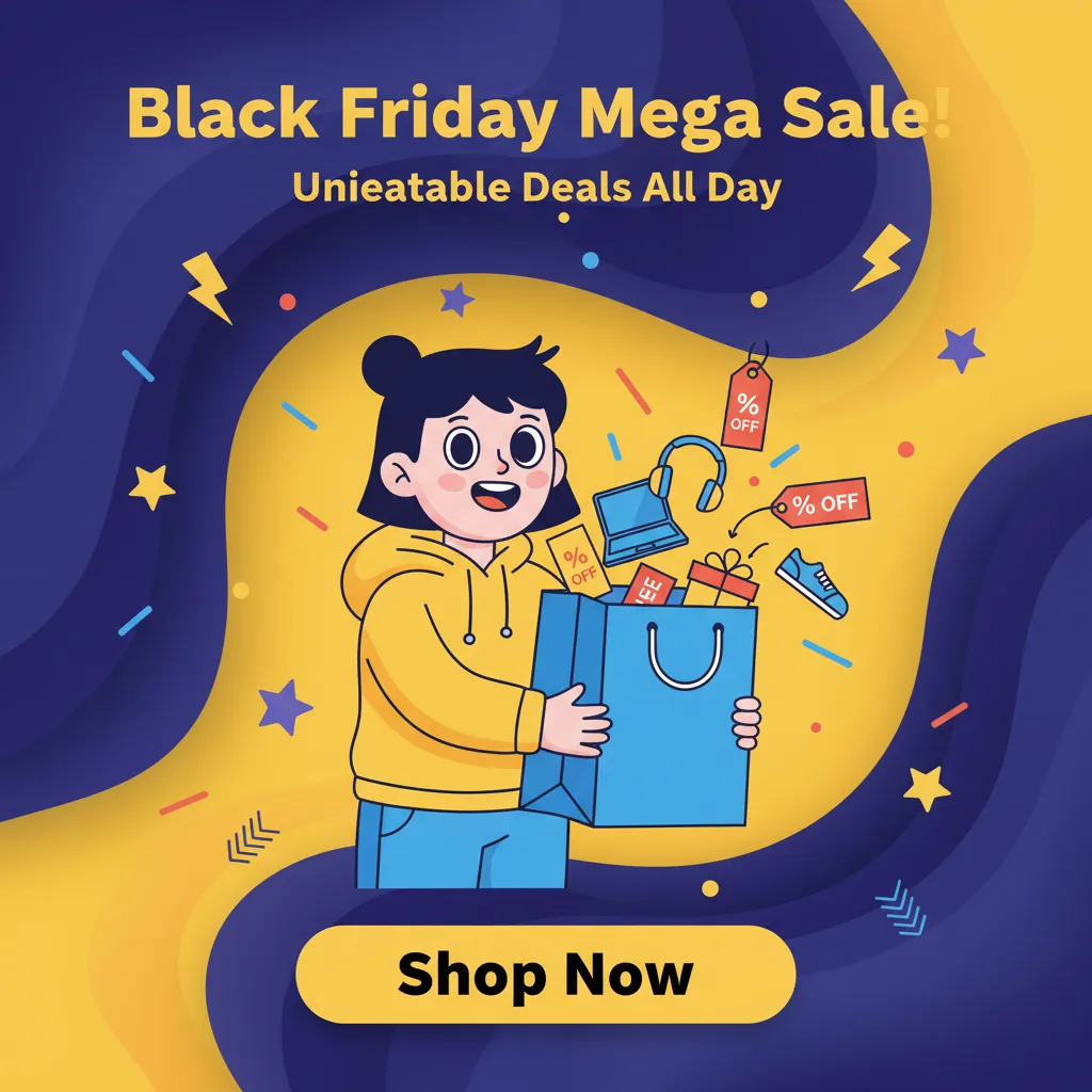 Preview - Vibrant Black Friday Mega Sale Instagram Ad for Businesses