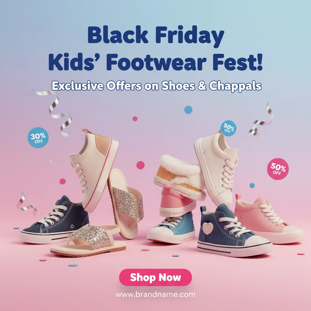 Preview - Celebrate Black Friday with Festive Kids Shoes and Chappals
